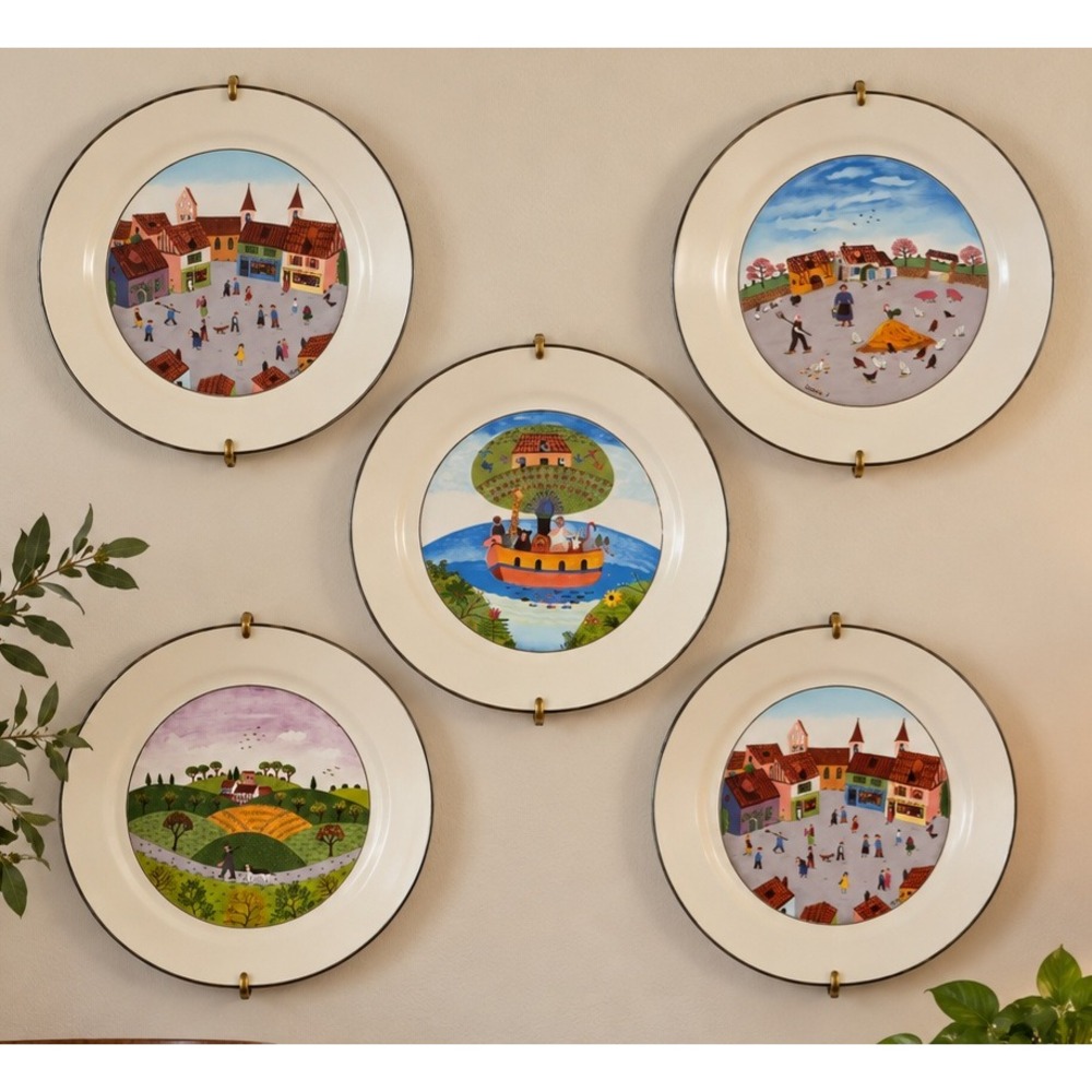 Villeroy & Boch Design Naif Dinner Plates Set of 5 10.5" Multi Folk Art Laplau
